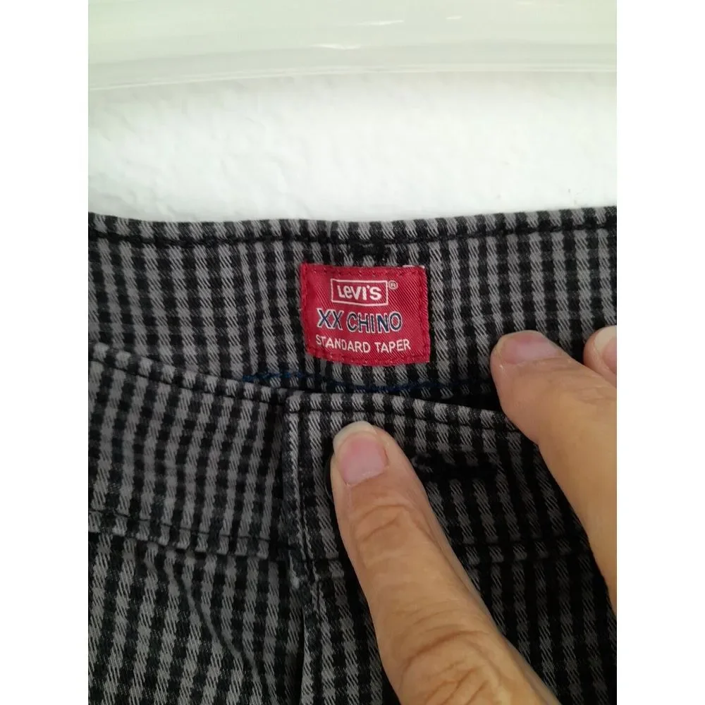 Levis XX Chino Pants Mens 38x30 Blk/White Gingham Check Standard Taper - Picture 8 of 8